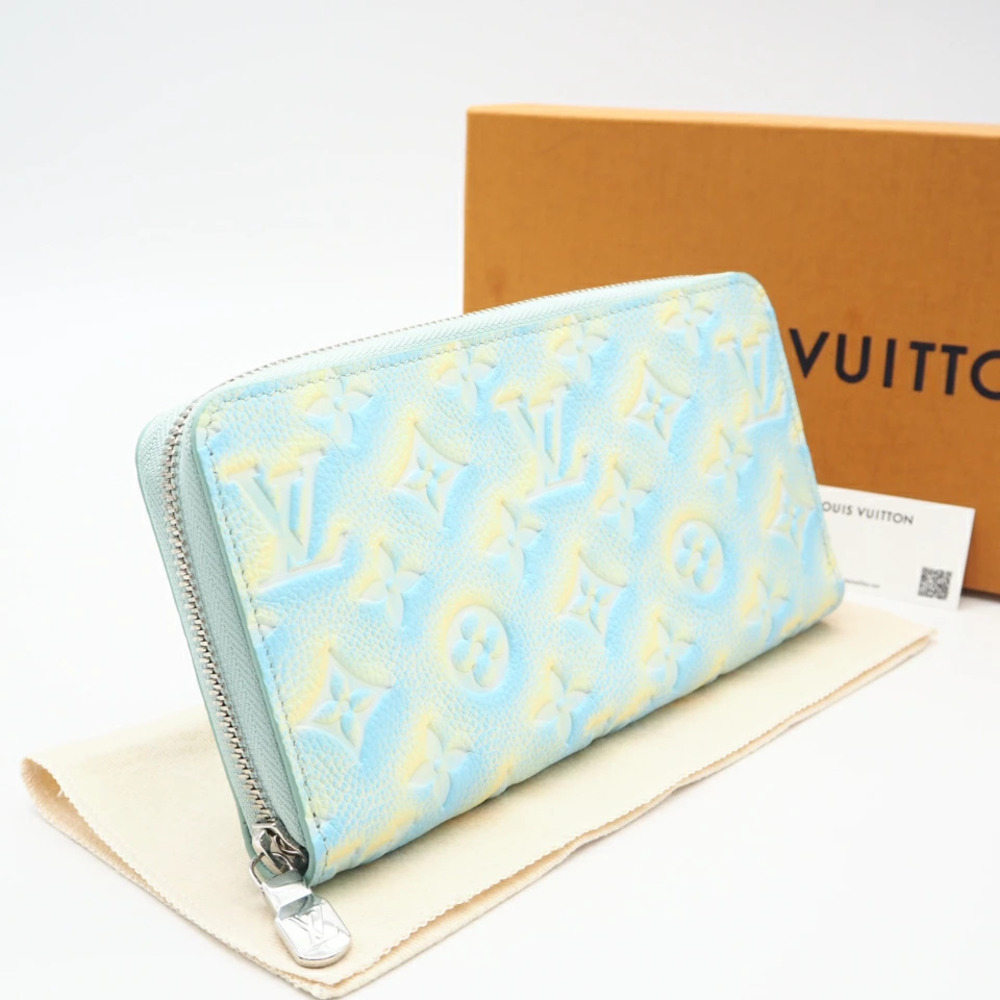 Louis Vuitton Monogram Empreinte Summer Stardust Zippy Wallet Vert Or Long Blue